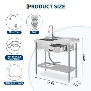 Garvee Utility Sink in Stainless Steel Garvee for Kitchen, Laundry, Garage, Farm, Outdoor Use