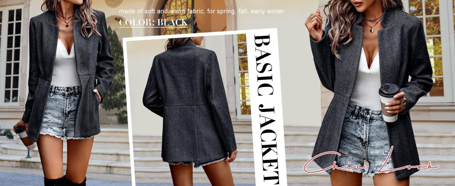 UTCOCO Women's Casual Business Open Front Long Sleeve Notch Lapel Office Blazer Jacket SpringStatements