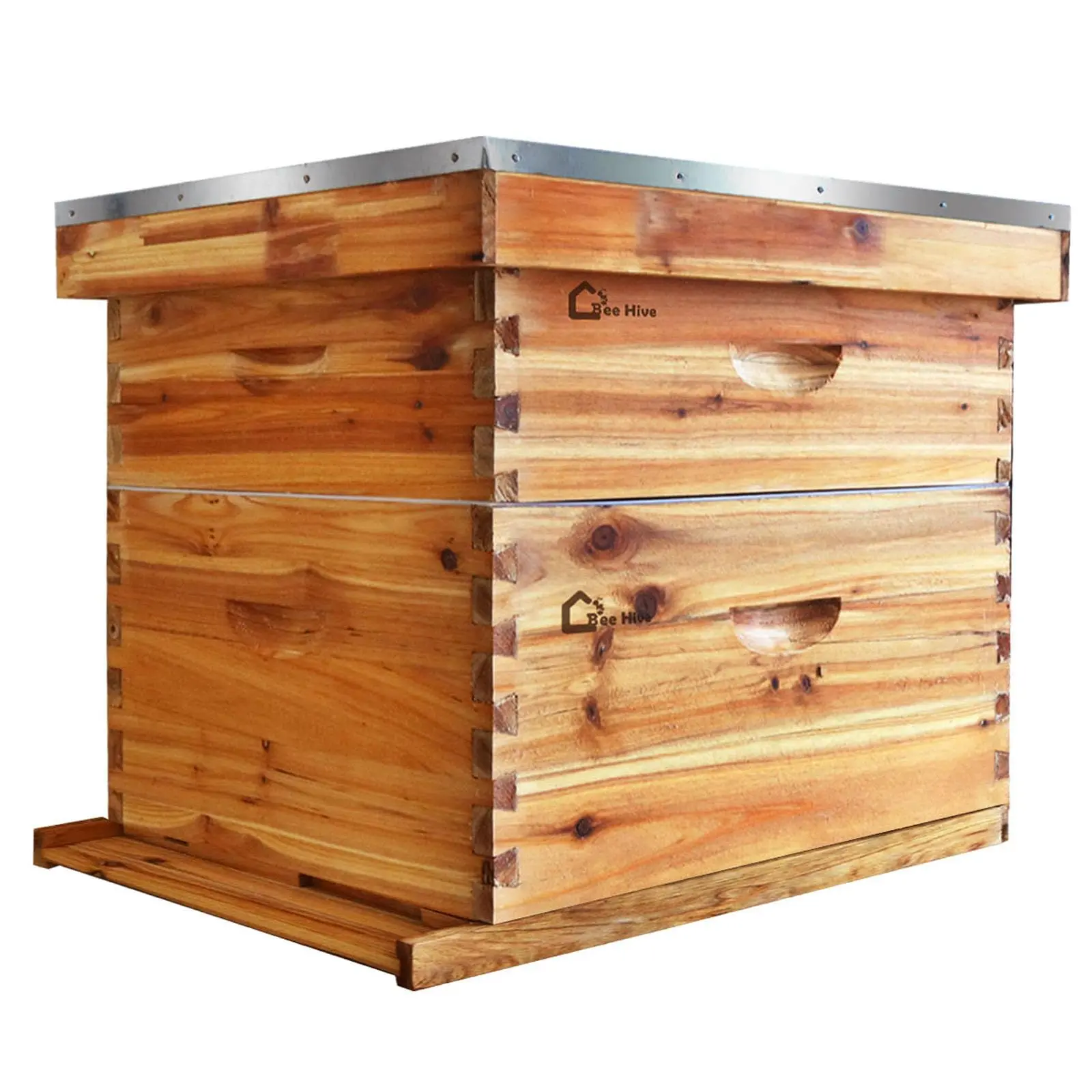 10-Frame Complete Beehive Kit, 100% Beeswax Coated – Includes 2 Deep Boxes, 1 Medium Box, Frames & Beeswax Foundation for Beekeeping