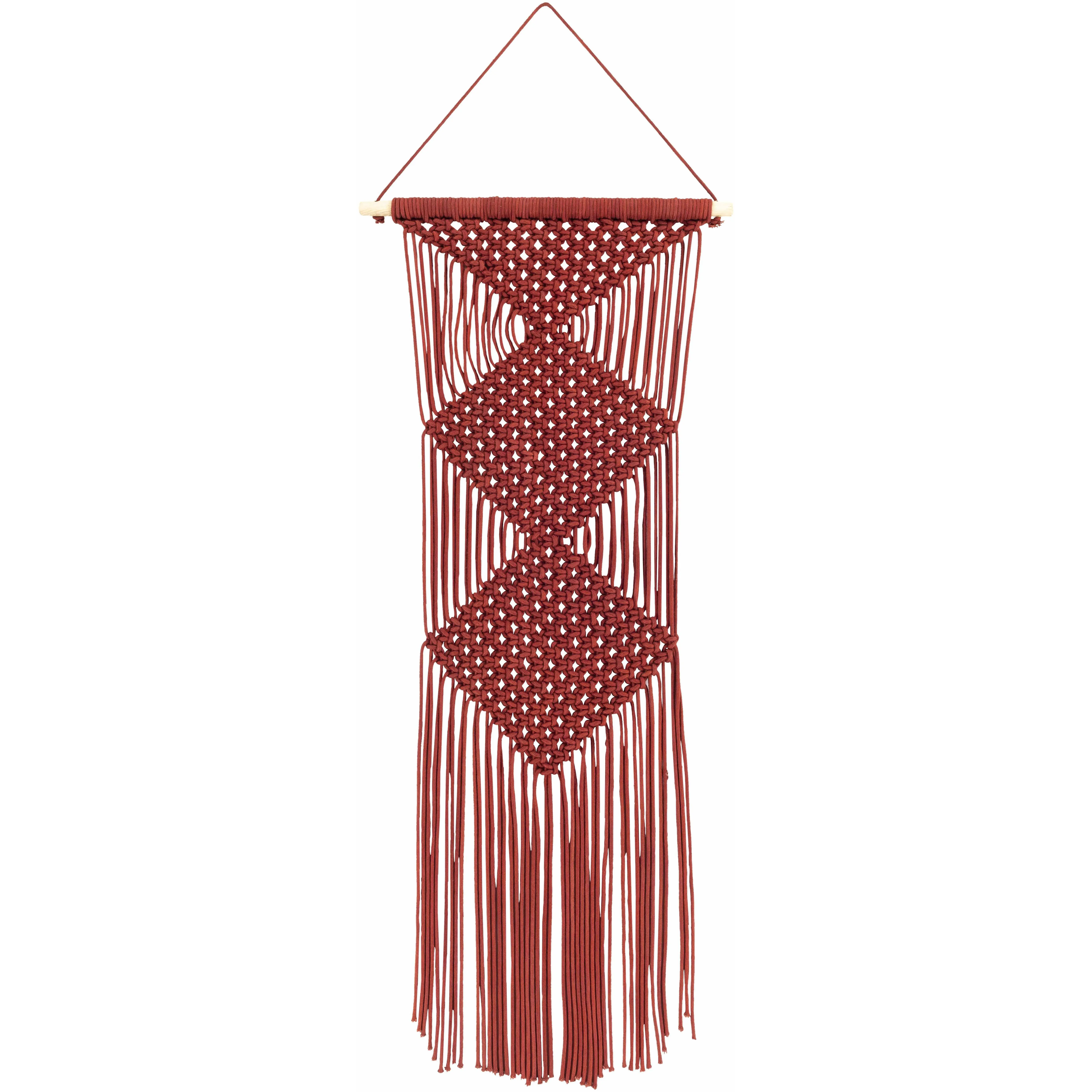 Columbio Rust Macramé Wall Hanging Decor, Tapestry Accent for Room Decor, Home Supplies