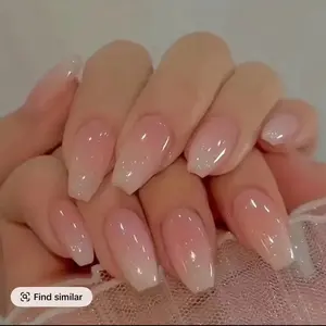 24 Pcs Ballerina Press On Nails Pink Gradient Fake Nails Glossy Artificial Finger Manicure Reusable False Nails For Women