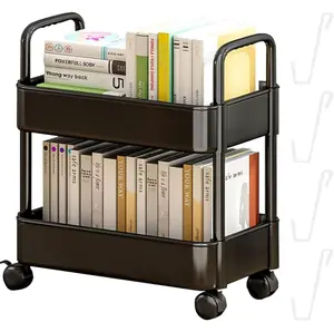 Space-saving double-layer rolling storage cart for kitchens, bathrooms, and offices use bedside home kitchen bathroom caster wheel tier organizer movable breast feeding utility bottlerack carrito organizador handle