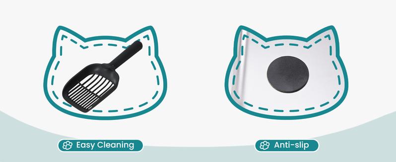 Enclosed Stainless Steel Cat Litter Box with Lid Extra Large Litter Box for Big Cats XL Metal Litter Pan Tray with High Wall Sides Enclosure, Non-Sticky, Anti-Leakage, Easy Cleaning