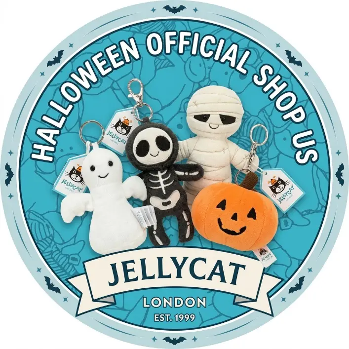 Original Jellycat Halloween Plush Keychain Clip | Cute Spooky Ghost Pumpkin Mummy Skeleton Plush Bag Charm Aesthetic Accessories