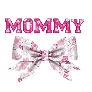 Mommy, Pink and white, Bow, Press-ready, Transfer only, MTO