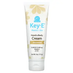 Carlson Key E, Vitamin E + Aloe, Hand & Body Cream, Unscented, 4 oz (113 g)