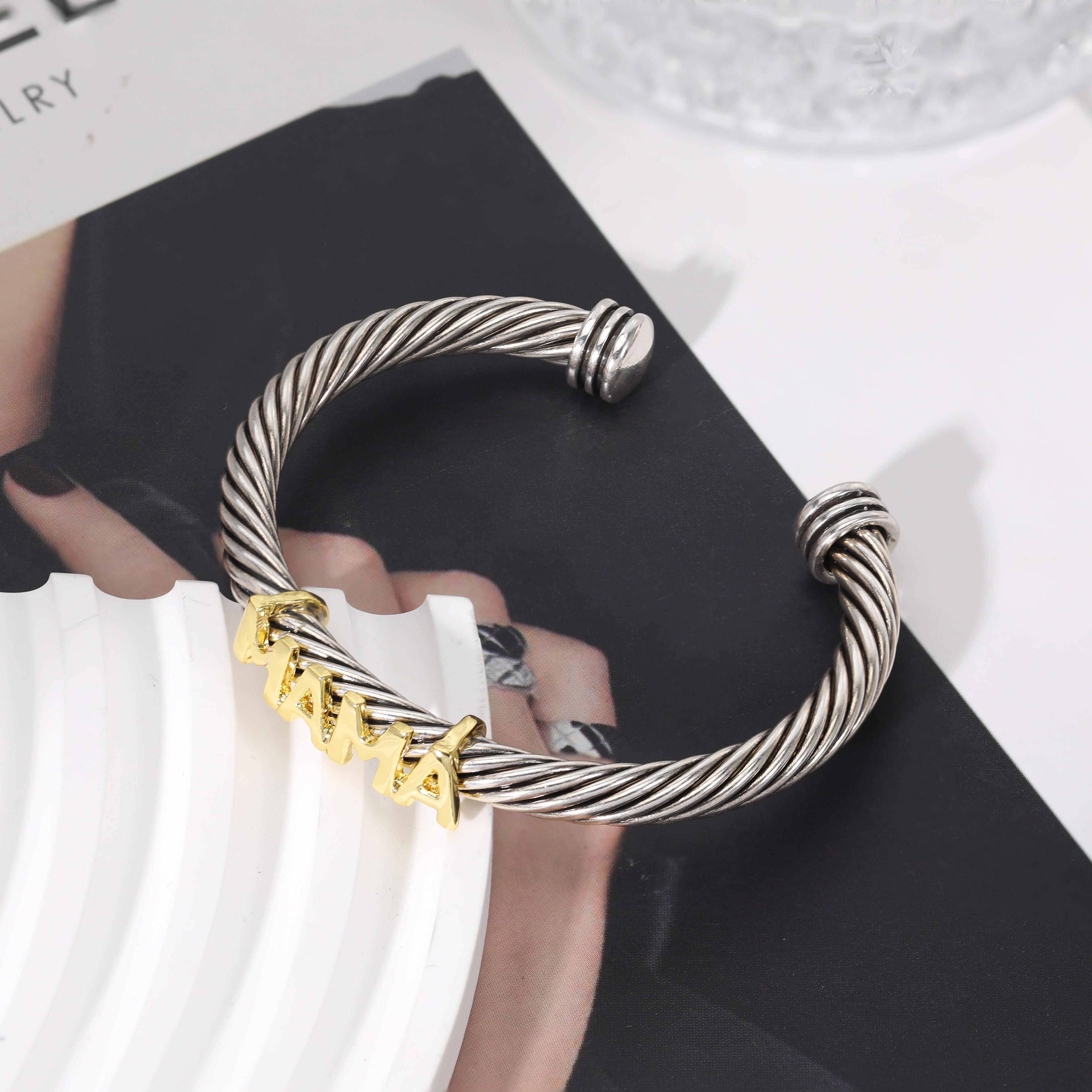 MYTYS Mother's Day Gift Twisted Cable Cuff Bracelet for Women Adjustable Bangle Charm Wrist Personalized Jewelry Trendy Jewellery Accessories