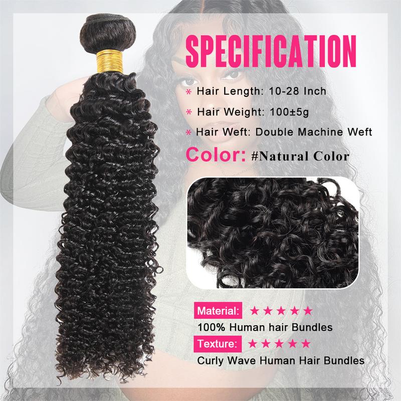 Deep Wave Bundles Human Hair Brazilian Curly Human Hair Bundles for Sew in Salon Quality Quick Weave
