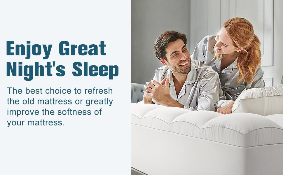 Shilucheng Supportive Bamboo Viscose Mattress Topper 8-21 Inch Fit Back Pain Relief Breathable Quilted Brushed Ultra Soft Deep Pocket Machine Washable