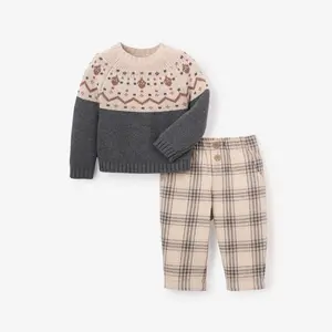 Charcoal Fairisle Sweater + Plaid Pant Set
