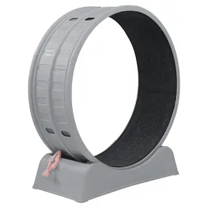 80*34*86CM, Gray PP track connector assembly, Round shape with gray carpet + 1 cat teaser stick, 15kg cat treadmill