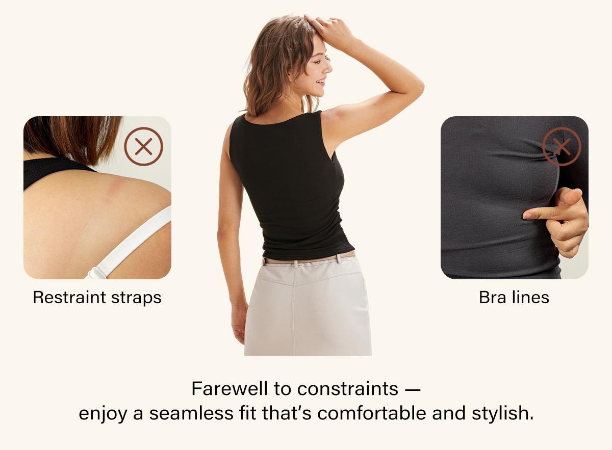 OGL Boat Neck Brami Tank Top - Medium Length Sleeveless Korean Minimalist Summer Top with Built-in Bra SpringStatements