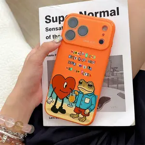 Cheerful Cartoon Heart And Frog Print Phone Case Tactile And Textured Full Of Modern Artistic Vibe Ultra Skin Friendly Touch All Inclusive Lens Compatible for iPhone 17 16 15 14 13 12 11 Pro Max Plus & Samsung Galaxy S26 S25 S24 S23 S22 Ultra