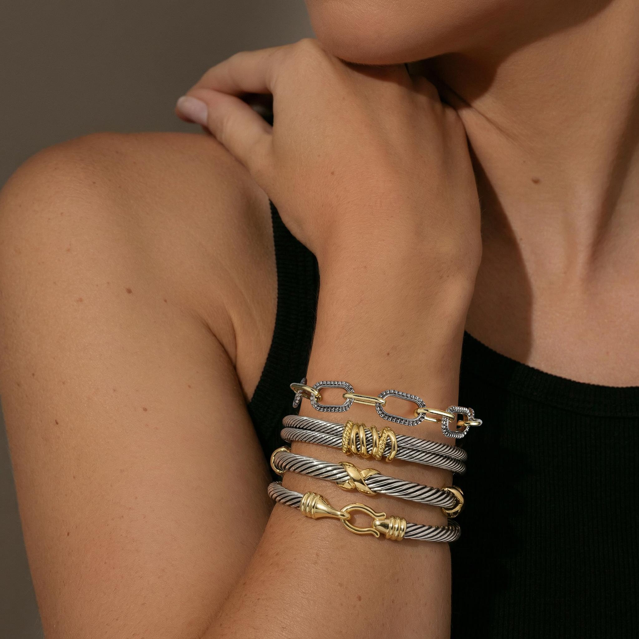 Aprilery Trendy 4PCS Twisted Cable & Chain Link Jewelry Set – Stackable Knot & Hook Bangle Bracelets for Women Aprilery Trendy 4PCS Twisted Cable & Chain Link Jewelry Set – Stackable Knot & Hook Bangle Bracelets for Women