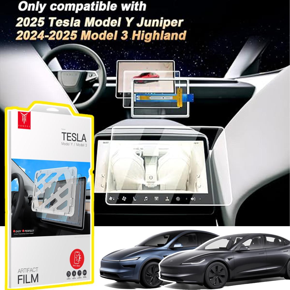 Anti-Glare Tesla Screen Protector for 2025 Model 3/Y Matte Tempered Glass with Blue Light Filter Anti-Glare Tesla Screen Protector for 2025 Model 3/Y Matte Tempered Glass with Blue Light Filter