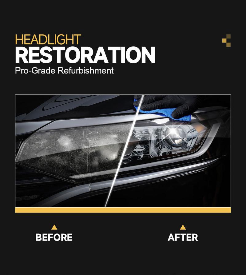 Toretark Valentine's Day Gift For Men, No-Sand Car Headlight Restoration Kit (100ML Cleaning Solution + 20ML Crystal Coating), Christmas Gifts，Repairs Oxidized And Yellowed Headlights, Crystal Clear Coating