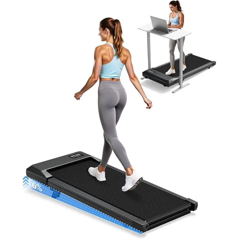 Superun Walking Pad with 6% Incline, Under Desk Treadmill for Home Office, 3 in 1 Portable Walking pad Treadmill with Remote Control, 2.5HP Quiet Mini Treadmills, 300 lbs Capacity