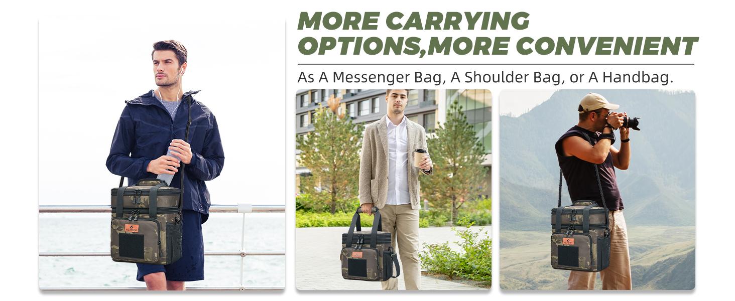 HSHRISH Expandable Large Tactical Lunch Box for Adults Durable Insulated Soft Cooler Bag with Shoulder Strap 20 Can 16 L for Work Outdoor Picnic Trips