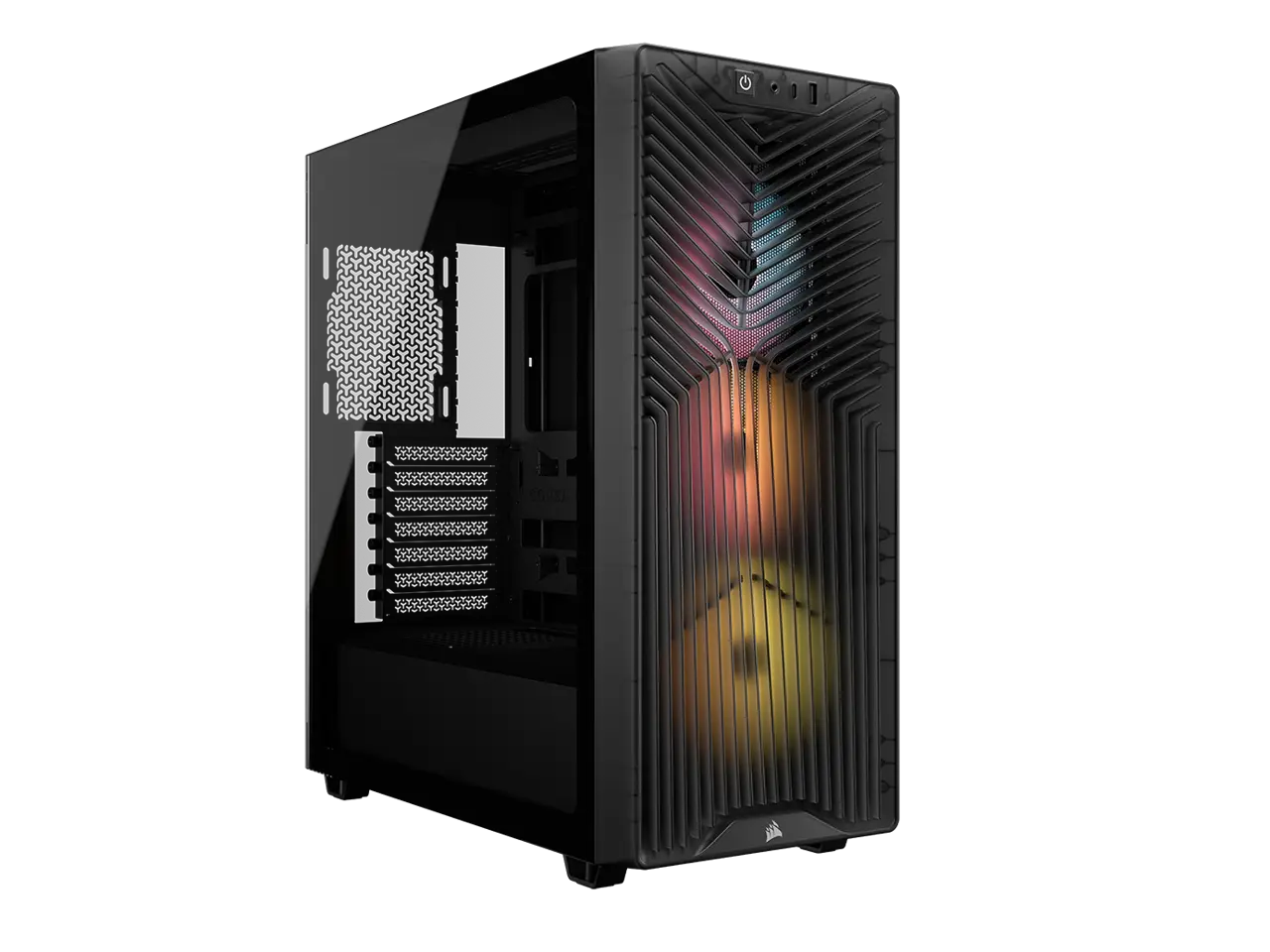 The CORSAIR 3200D RS ARGB is a spacious and fully-loaded mid-tower chassis with 3x RS120 ARGB fans and useful DIY features for an easy build with powerful cooling. Smoke.