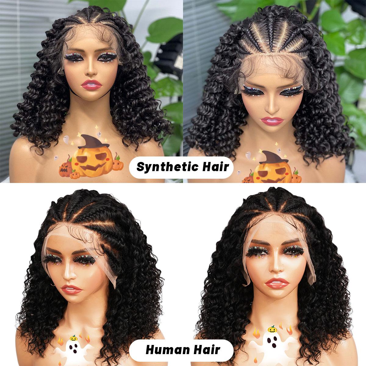 SuperNova 14" Double Lace Frontal Knotless Short Bob Braided Wigs