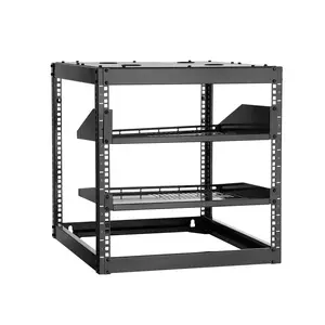 10U Open Frame Network Rack, 23-Inch Depth, Wall Mounted Or Floor Standing Server Rack, Heavy-Duty 4-Post Enclosure With Shelves, Mounting Hardware, Cable Management, Rails Included, Suitable For Networking Equipment And AV Gear