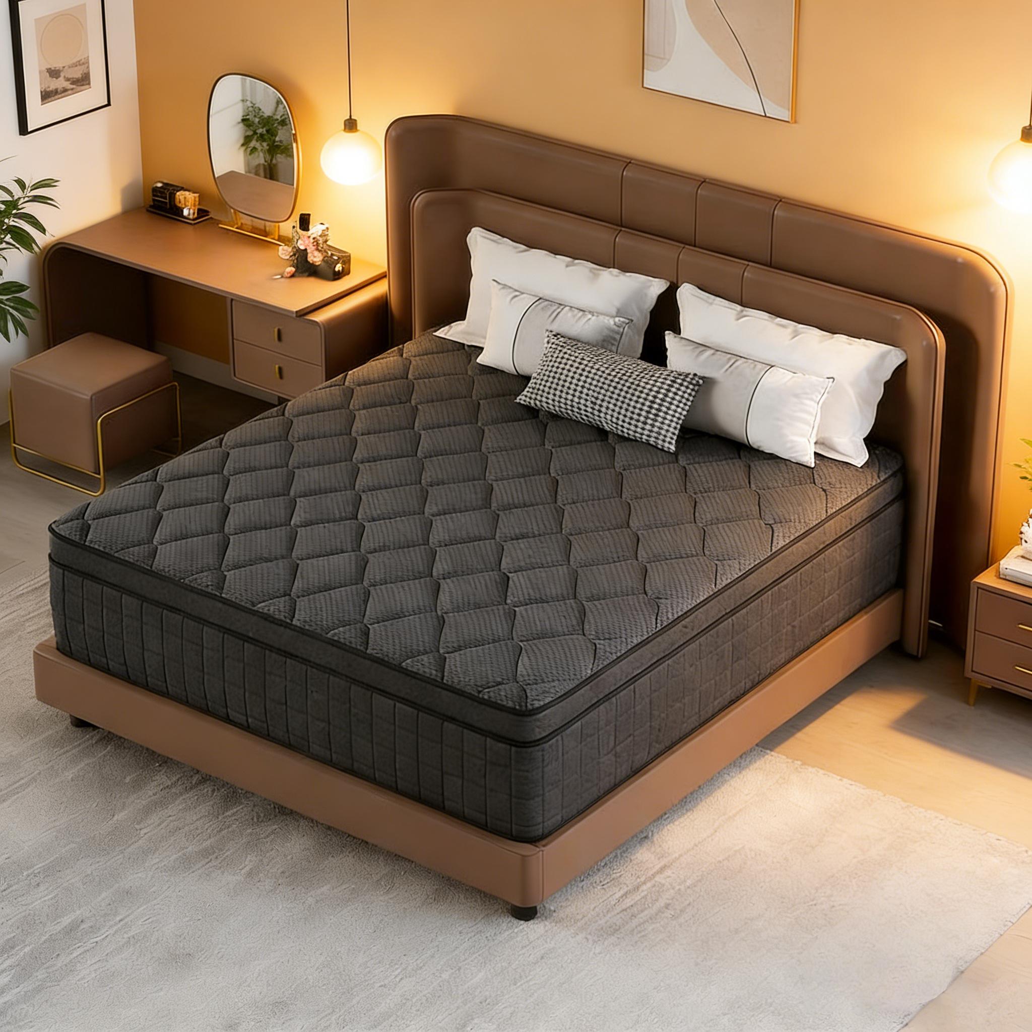 ZYLUMI Queen Mattress, 12" Spring Hybrid Mattress, In-a-Box, Memory Foam, Pocket Spring Mattress, Pressure Relief, Medium Firm Support，CertiPUR-US and Oeko TEX Certified