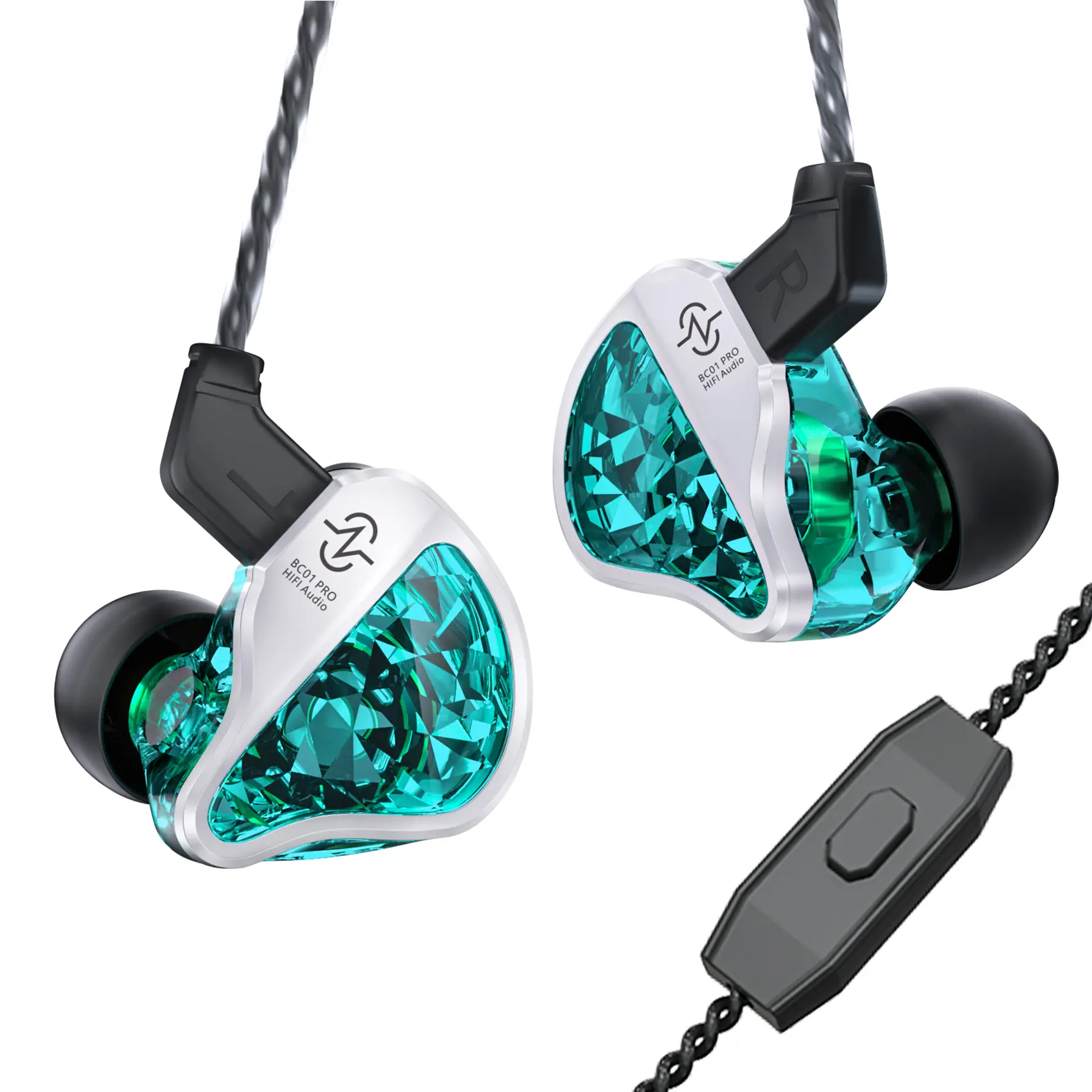 CCZ Harmony BC01 Pro Wired Electronic Audio IEM Earphones Headset, 5N OFC 99.999% Purity Detachable Cable, 1DD+1BA Hybrid Gaming Earbuds, 3.5mm Jack, Sound Isolation, Multi-Device Compatibility for Music & Game Console, Includes Tips & Optional Microphone