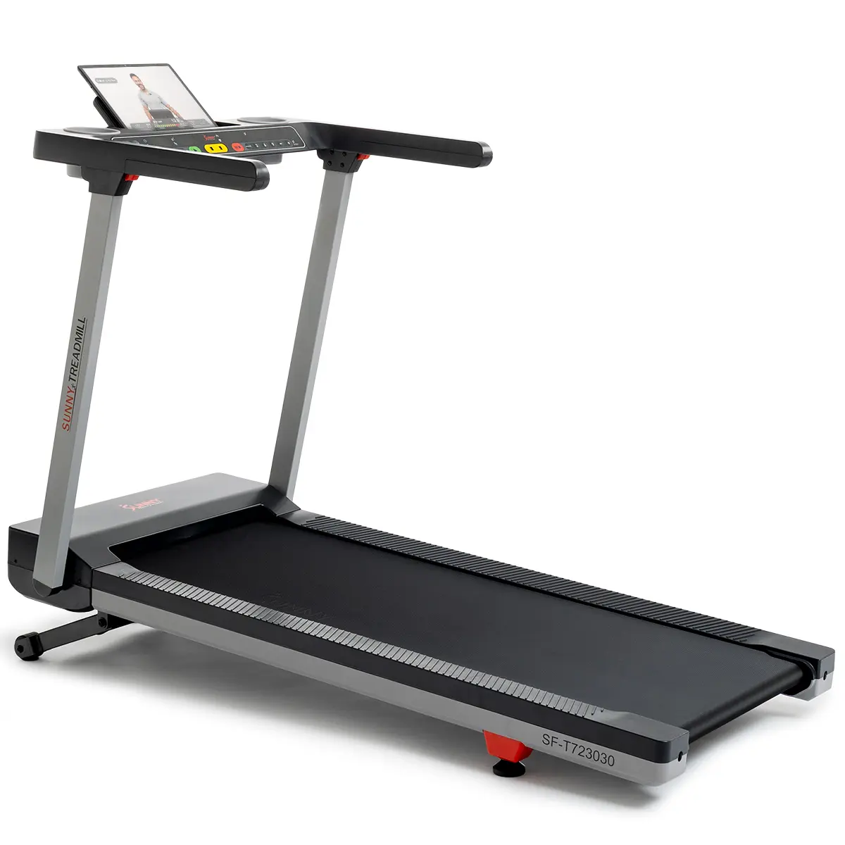 SUNNY Foldable Treadmill Fully Assembled with One Click Folding 20 Inch Wide Running Surface 300 lbs Capacity Up to 10 MPH 15 Auto Incline Levels Brushless Silent Motor Space Saving Home Gym Fitness Workout Running Machine Shock Absorption Easy Setup