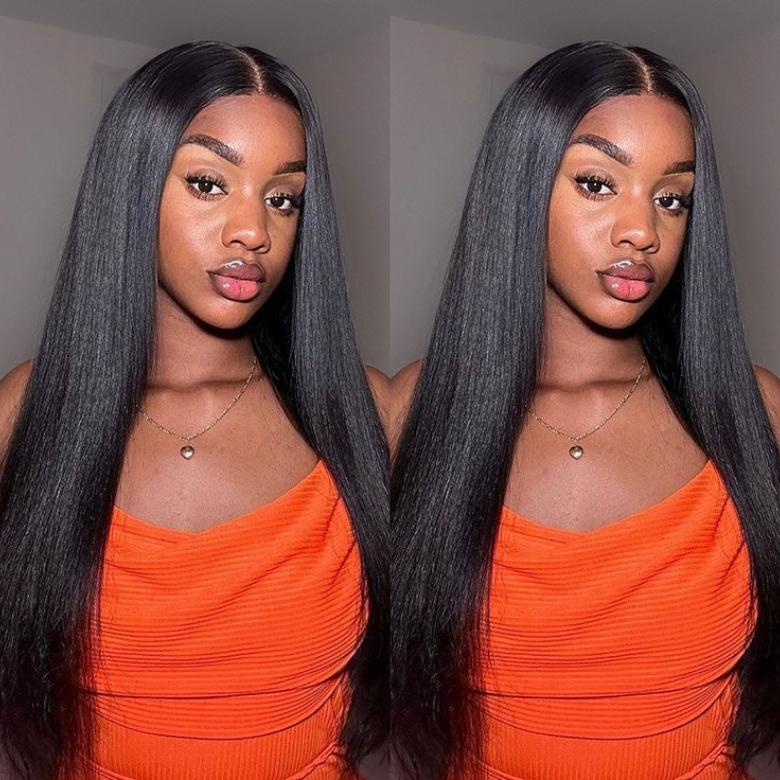 【All Day Hold】UNice Glueless Yaki Straight Wig No Slip Pre Cut 7x5 HD Lace Human Hair Wigs with Invisible Drawstring Put On and Go Beginners Friendly Fit All Head Size SpringStatements