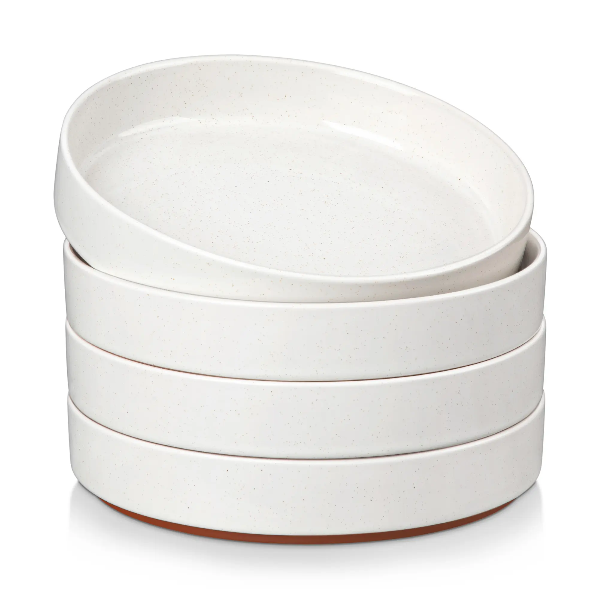 MALACASA Stylish Stoneware 38 OZ Serving Bowls Set of 4, Sesame Glaze Stackable Tableware, Lead-Free Plates Safe for Microwave & Dishwasher for Everyday Use