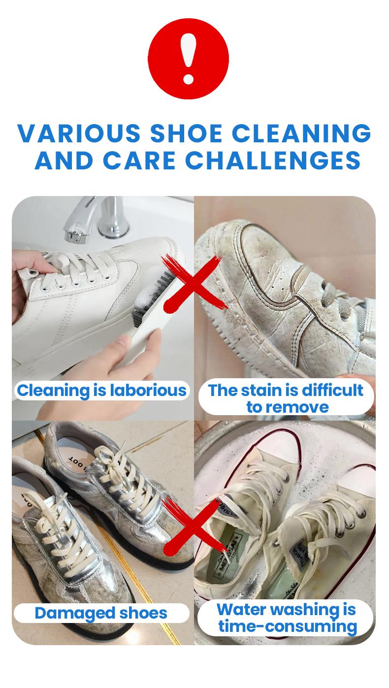 Multipurpose No-Wash White Shoe Cleaner Cream – Built-in Sponge, Stain-Removing for Leather, Silicone & Car Interiors