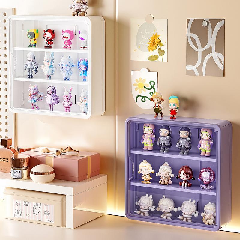 Three-Layer Wall-Mounted Figure Model Storage Display Box Multifunctional Plastic Magnetic Door Opening for Convenient Storage and Display