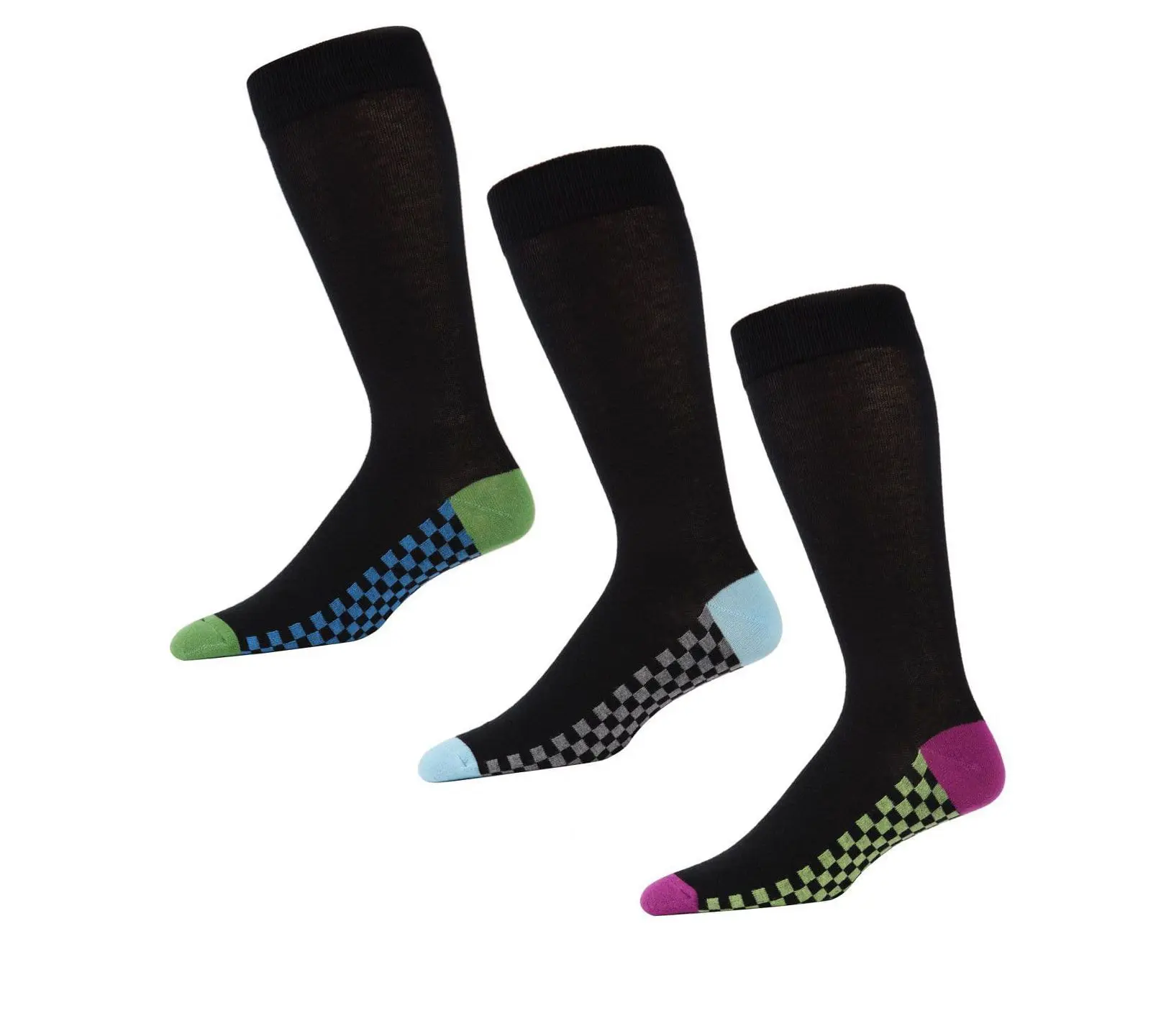Memoi Men's Checkered Tops Crew Sock - 3 Pack