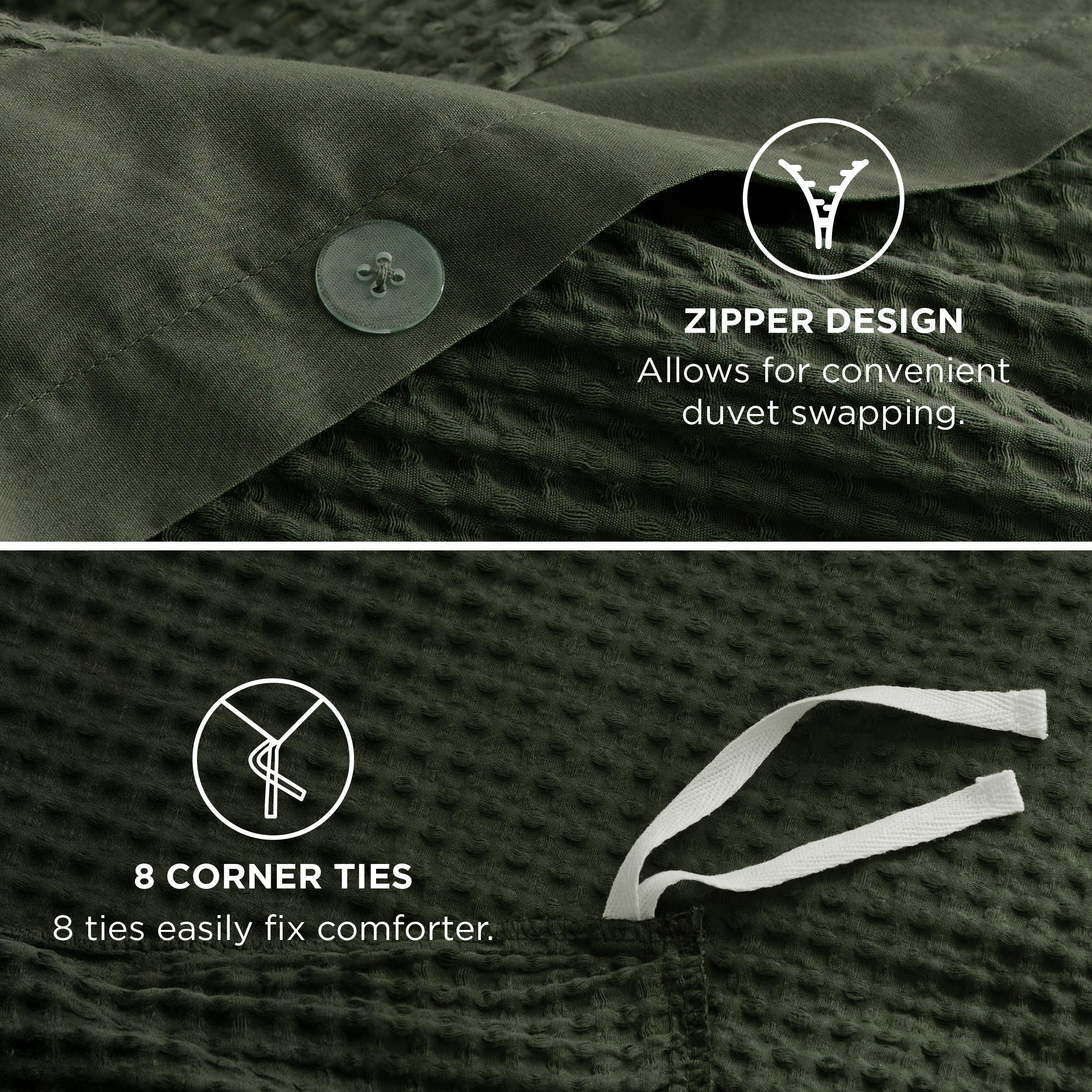 Bedsure Waffle Duvet Cover - Cotton Blend Rayon Derived from Bamboo Duvet Cover Set, Breathable Bedding Set With a Vintage Charm, Neutral