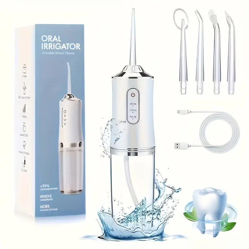 Electric Water Flosser Cordless for Teeth 3 Modes 4 Jet Tips Cleaning and Flossing Water Dental Portable Floss Oral Water Flossed Rechargeable Tonsil Stone Travel Adults Birthday Gift,water flosser teeth,teeth tools,plaque cleaner,dental teeth cleaner