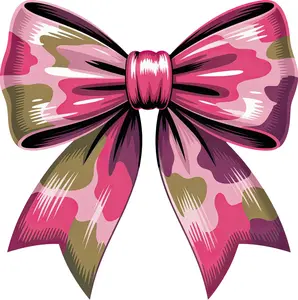 DTF Transfer – HP Camo Bow Pink Multi Sizes