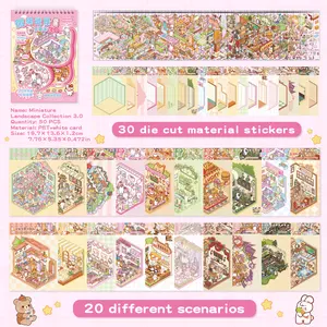 20 Sets of DIY 3D House miniature Scenes Cute Cartoon Stickers Kit for Kids & Adults – Fun Sticker Therapy Activity for Stress Relief, Crafts & Gifts,vintage artistic Multi-Style Pet Book