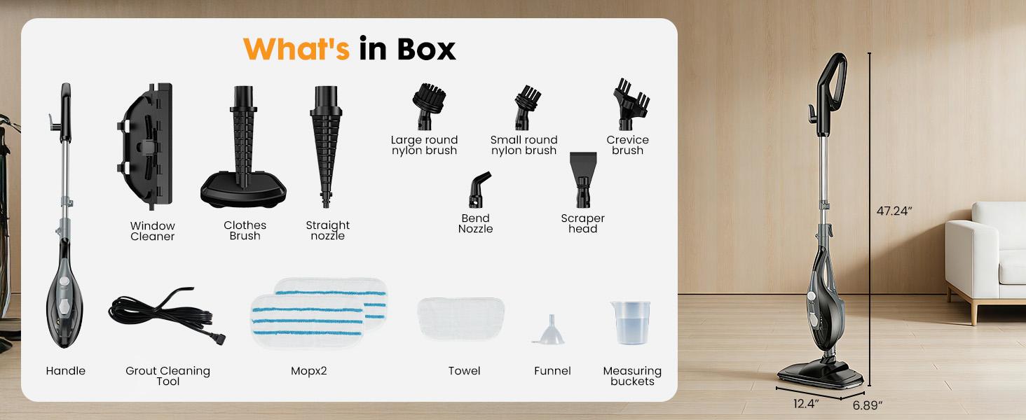 10-in-1 Steam Mop, 1550W Detachable Handheld Steam Cleaner for Floor Cleaning, 16FT Cord, 2 Washable Pads, Multi-Purpose Floor Steamer for Hardwood, Carpet, Tile, Grout, Windows 10-in-1 Steam Mop, 1550W Detachable Handheld Steam Cleaner for Floor Cleaning, 16FT Cord, 2 Washable Pads, Multi-Purpose Floor Steamer for Hardwood, Carpet, Tile, Grout, Windows