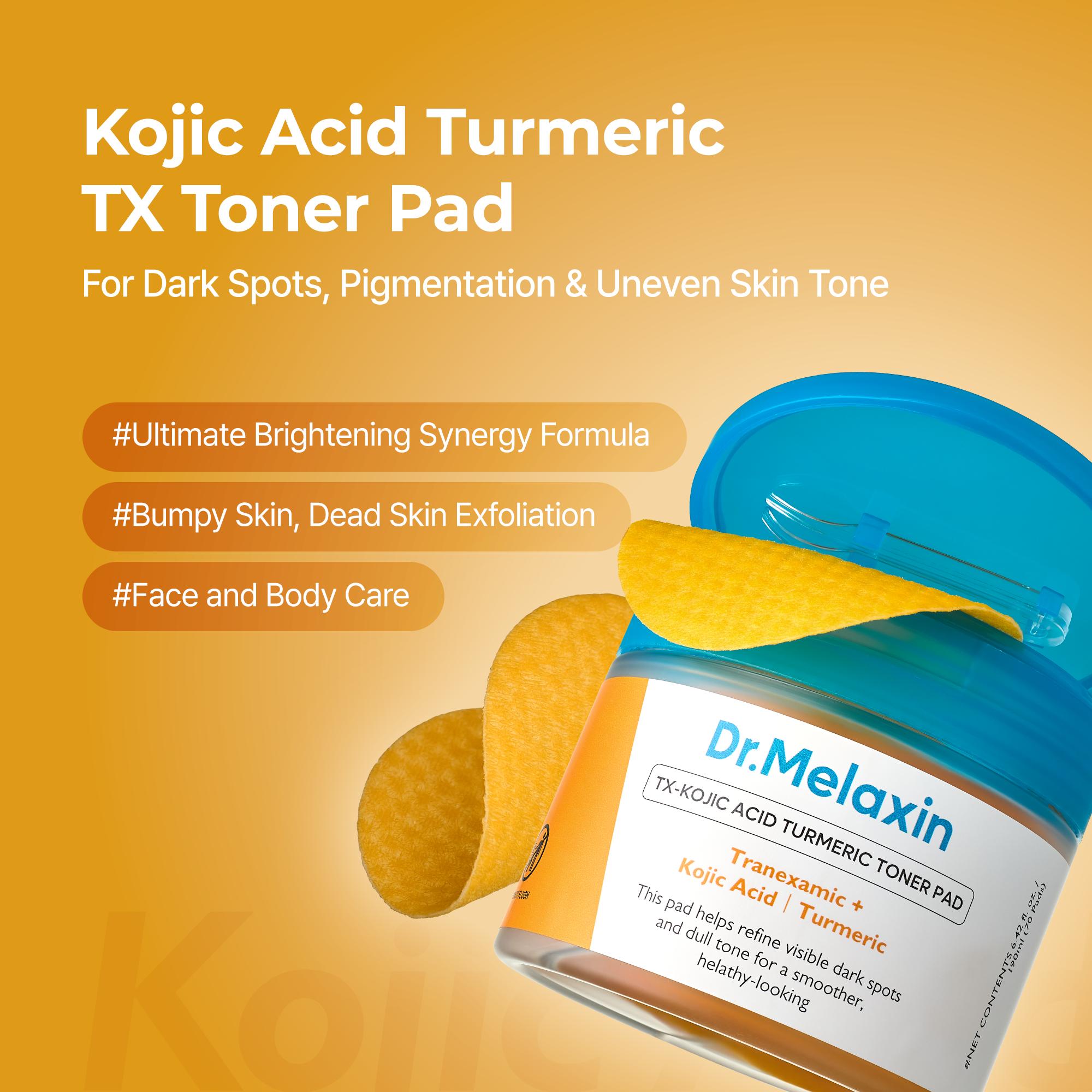 [Dr.Melaxin Official] Kojic Acid Turmeric Amber Face & Body Care Set, Dark Spot & Pigmentation Care for Uneven Skin Tone