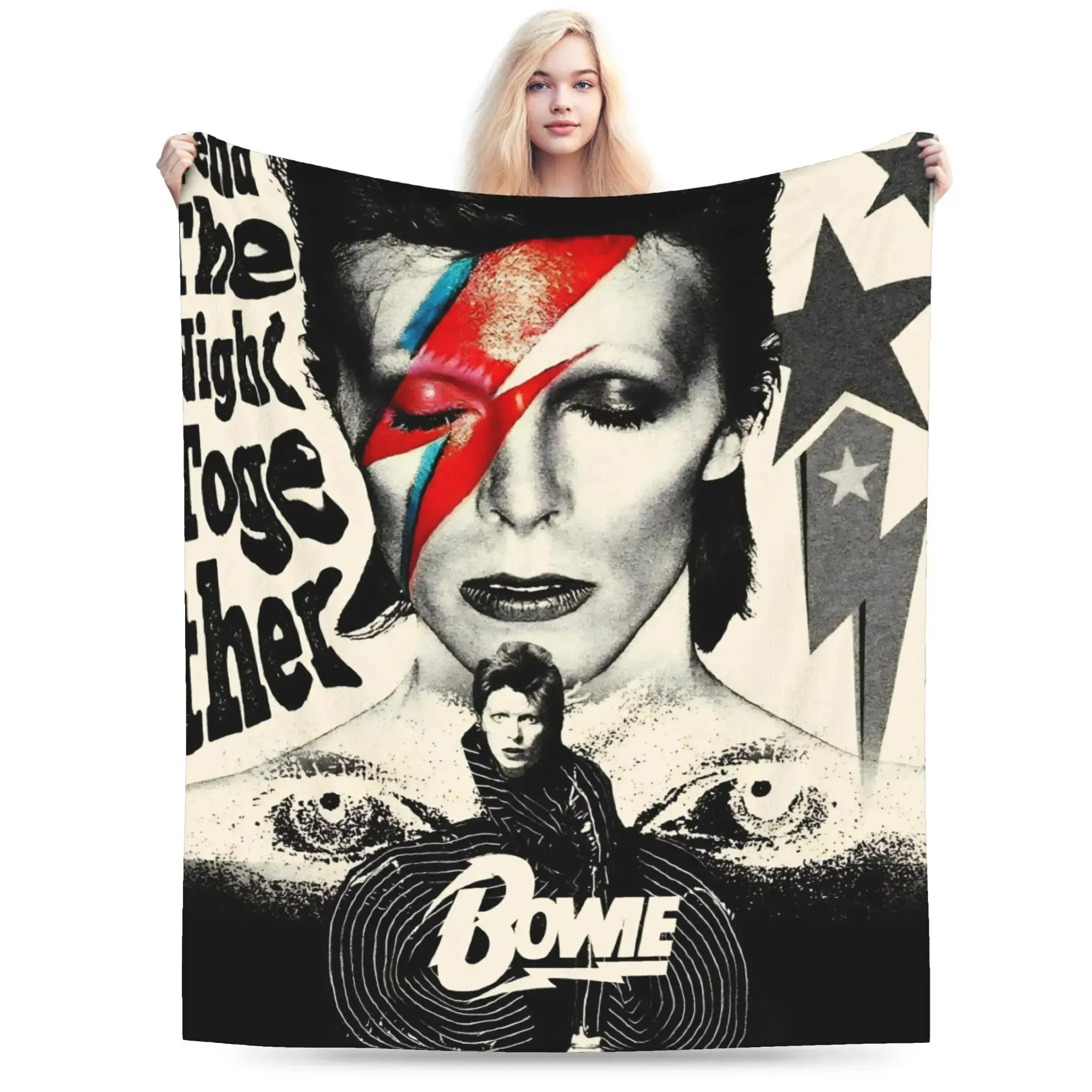 David Bowie Plush Flannel Throw Blanket - Warm, Soft, Wrinkle-Resistant, High-Quality Design - 30 to 39 in - For Adult, Children, Outdoor Use, Bedspread, Gift Idea