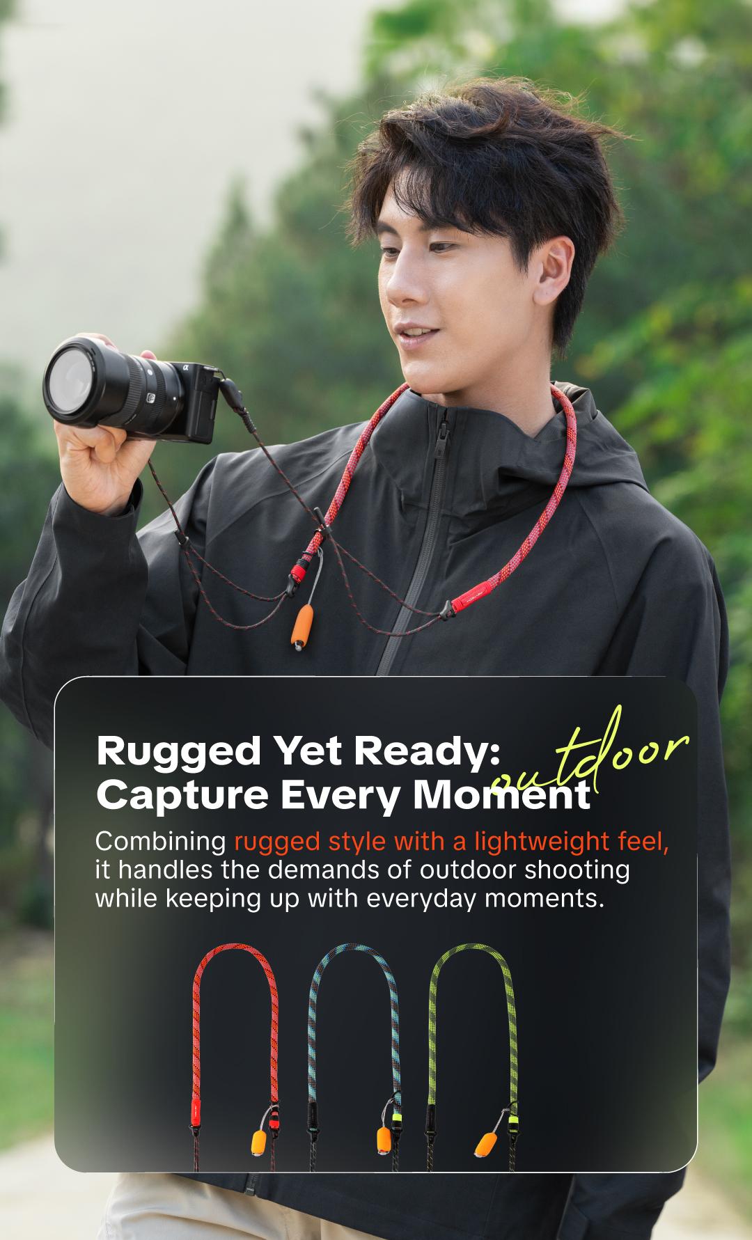 PGYTECH Camera Strap Slim for Mirrorless - Leather Harness Quick Release Adjustable Camera Neck Shoulder Strap for Compact Camera, Instant Camera and Smartphone