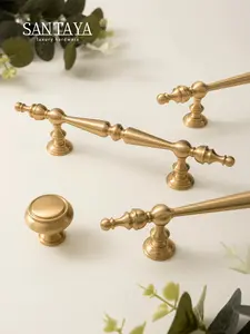 Santaya Solid Brushed Brass Kitchen Cabinet Pull Drawer Knob Bedroom Wardrobe Dresser Handle Luxury Furniture Knob