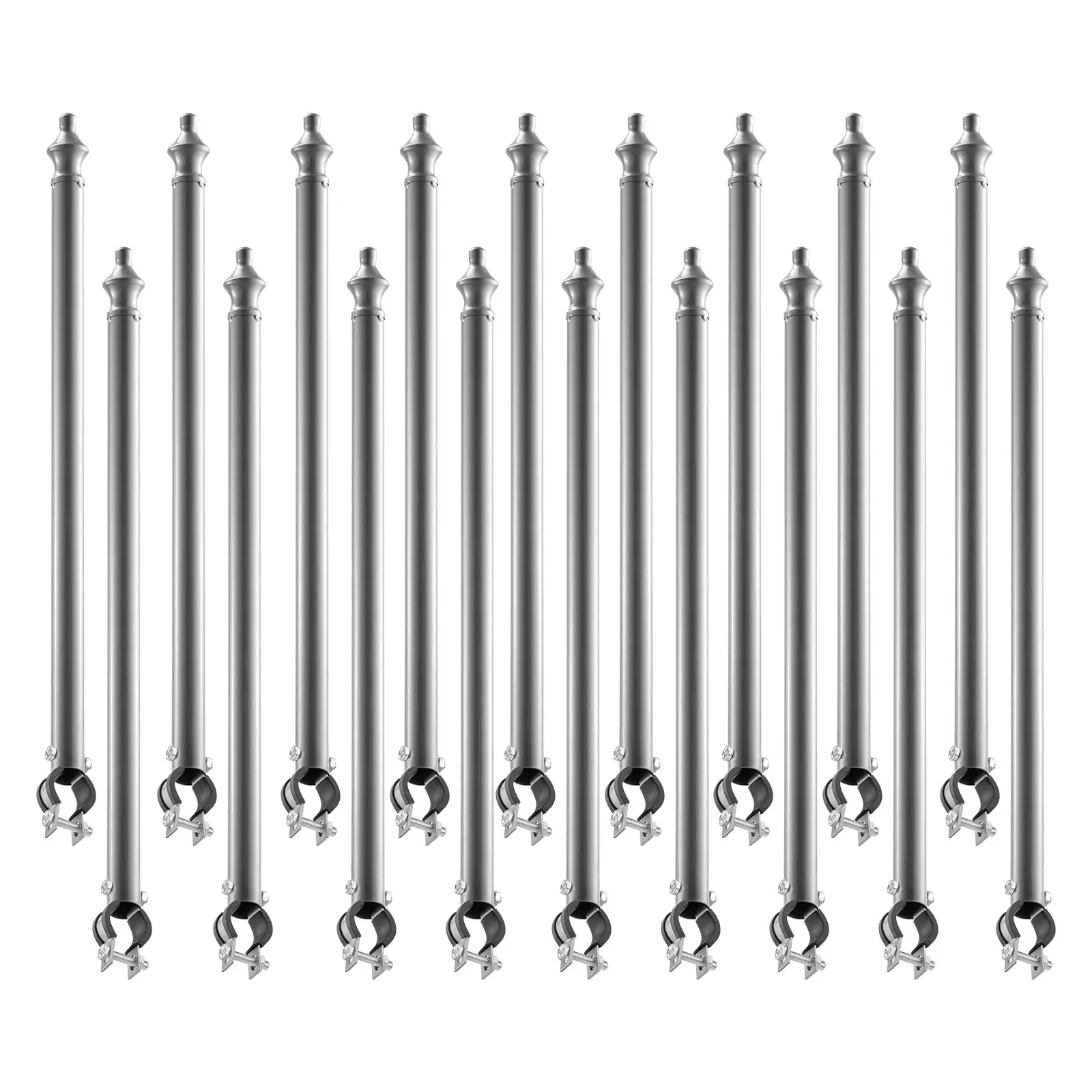 【SummerFinds】VEVOR Galvanized Chain Link Fence Extensions, 18 Packs with 27.4" Height, Powder Coating Decorative Fence Post Extender for 1.3"-1.5" Top Rails, U Bracket & Barbed Wire Arm for Dog Containment & Privacy, Powder Coating Decorative Fences