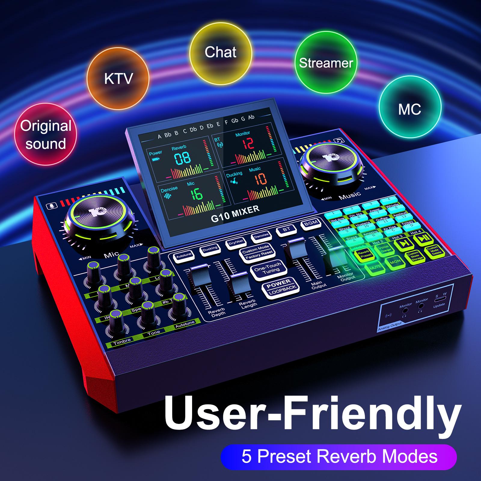 Tenlamp G10-BM800 Cantilever Sound Card Kit, Upgraded Cantilever Bracket, Customizable Sound Effects, Condenser Microphone, Suitable for Live Streaming, Gaming, Vocal Podcasting, 2-Level Noise Cancellation, and Computer Audio Mixing