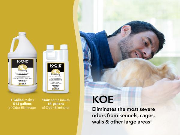 *NEW* K.O.E. 2 Pack - Kennel Odor Eliminator 16oz Concentrate Bundle - Pet Deodorizer, Non-Enzymatic Formula (KOE) Apricot, Fresh, Original Scent, 32 oz Total