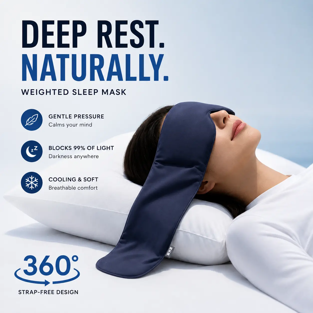 TTF I Adjustable Weighted Eye Mask - 360° Wraparound Sleep Mask, Deep Pressure Relaxation Eye Mask for BetterSleep, Soft Comfortable Light Blocking Eye Mask for Travel,Naps & Stress Relief