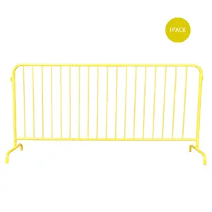 Garvee 6.5FT Interlocking Barricade Fence,Yellow Interlocking Steel Barricade with Bridge Feet, Easy Setup for Construction and Events Crowd Control