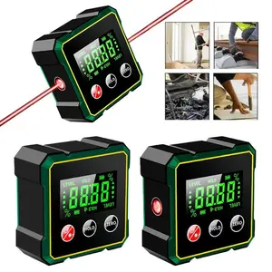 Portable Digital Angle Finder with Electronic Laser, 4-Side Magnetic Cube Inclinometer, Backlight & Type-C Charging, Woodworking Measuring Tool for DIY Construction Hanging