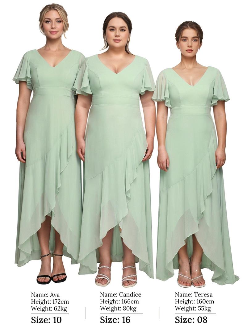 Ever-Pretty 2026 Valentine dress Spring Short Sleeves V-Neck Tea Length Wedding Guest Dress with Floral Applique 02093