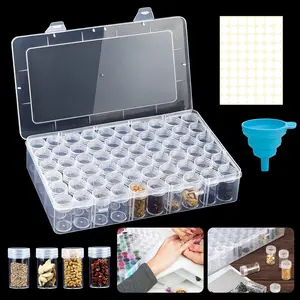 60 Bottle Diamond Painting Storage Containers Kit - Portable 60 Grids Bead Organizer and Labels,Diamond Art Beads Organizer,Tool For DIY Crafts And Jewelry Making